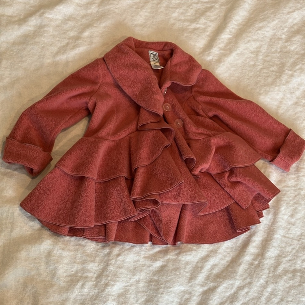 Ruffled Pink fleece Coat for Kids